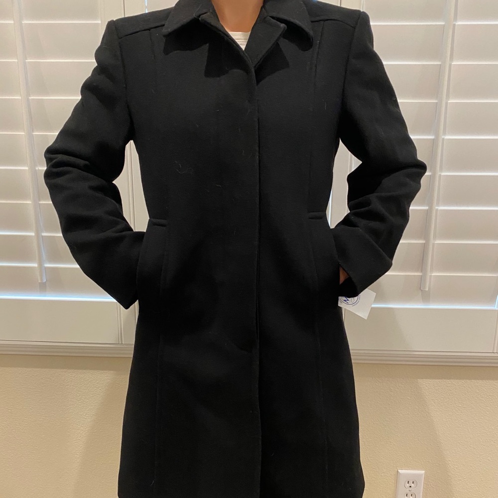 Dark navy pea coat blazer wool flight attendant